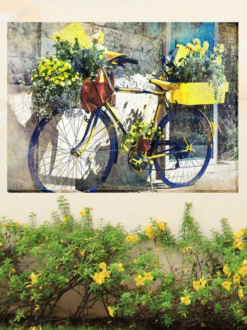 Blue And Yellow Bike Outdoor Wall Art, - Image 2