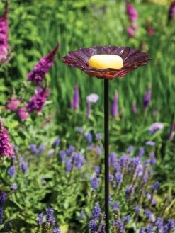Glass Flower Butterfly Feeder Stake