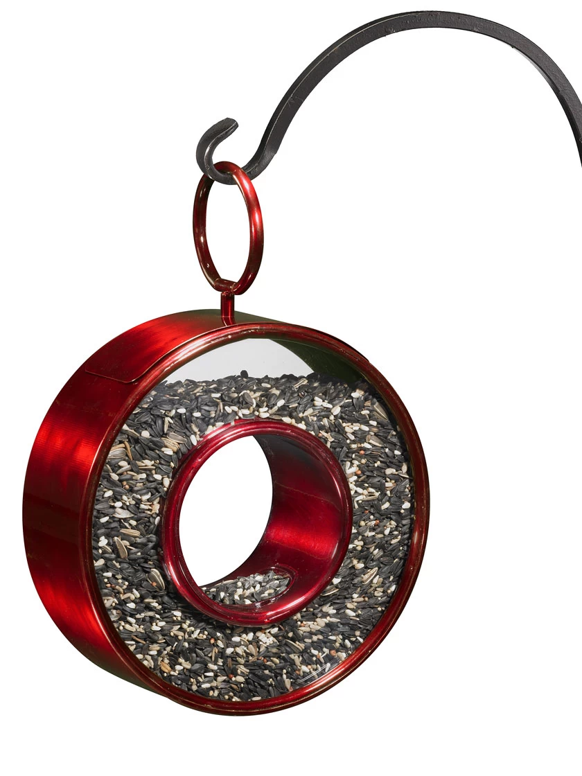 Circle Fly-Thru™ Bird Feeder With A Ruby Red Finish - Image 3